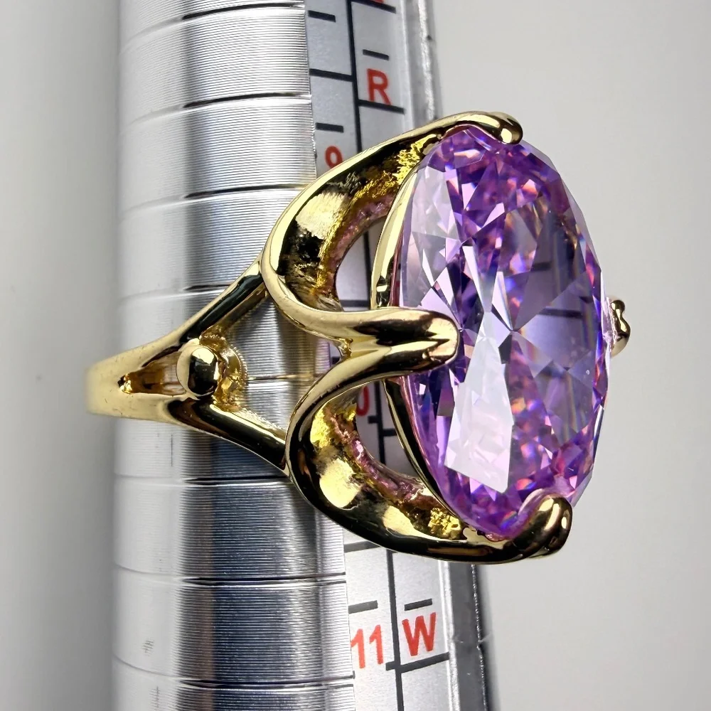 Gold Tone Kunzite Ring - Picture 12 of 14